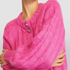 Ganni mohair pink cardigan